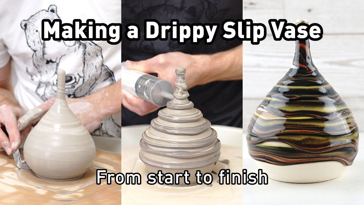 Making a Drippy Slip Narrow Neck Vase - Full Process