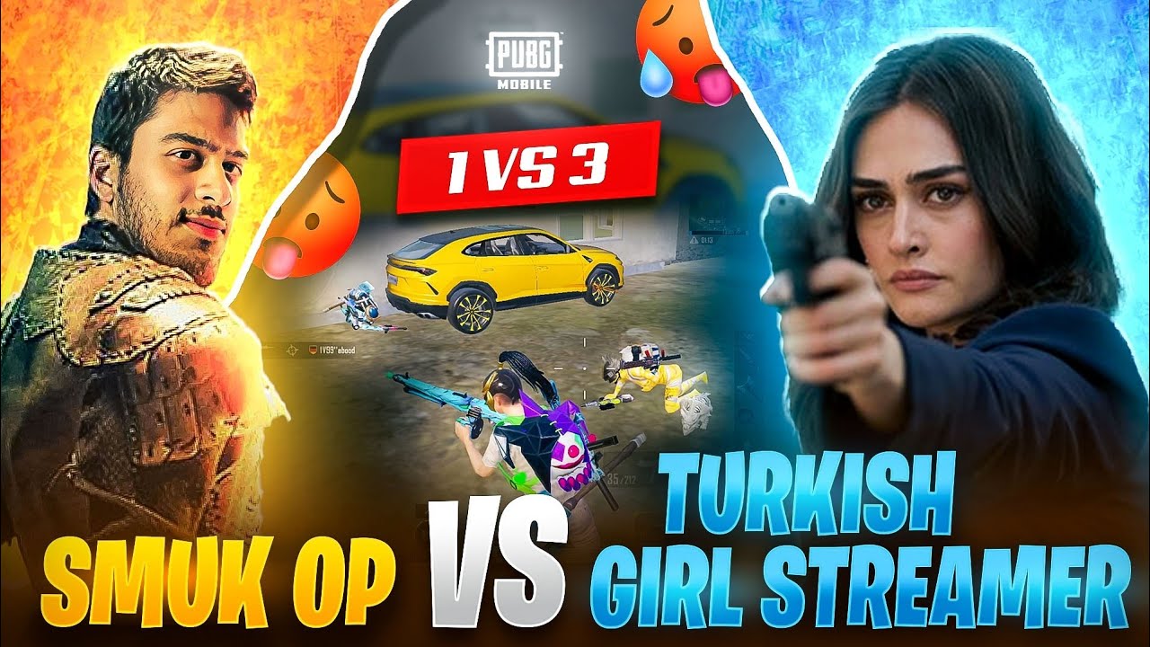 1v3 Live Reaction😵Turkish Girl Streamer VS Smuk Op🔥 PUBG MOBILE