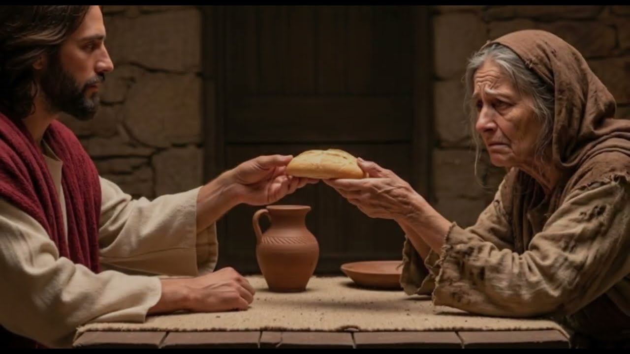 Una Viuda Anciana Regaló Su Último Pan — Lo que Jesús Hizo Después Dejó al Pueblo en Silencio