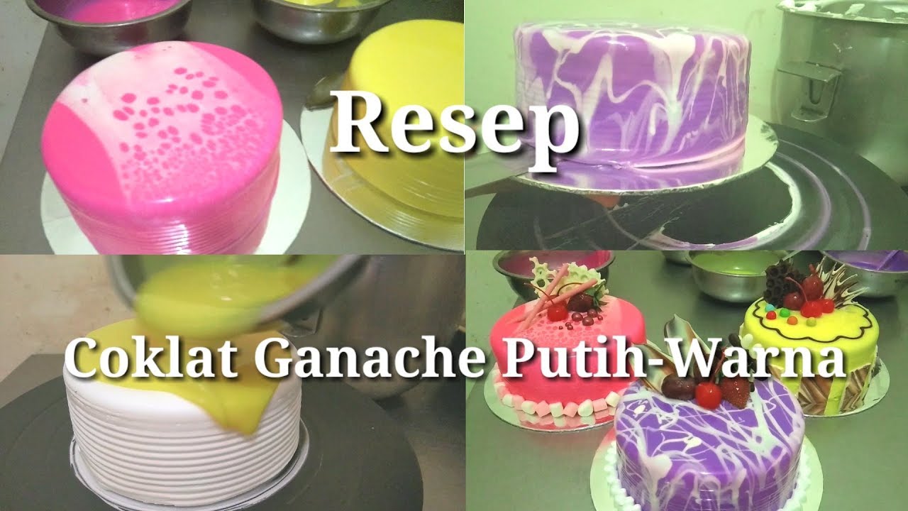Resep cokelat ganache putih-warna | Cokelat Mirror glazer