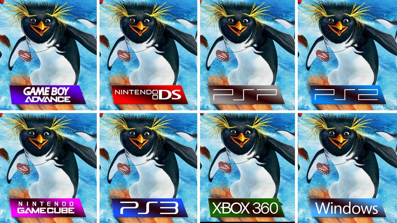 Surf's Up (2007) GBA vs DS vs PSP vs PS2 vs GameCube vs PS3 vs XBOX 360 vs PC (graphics Comparison)