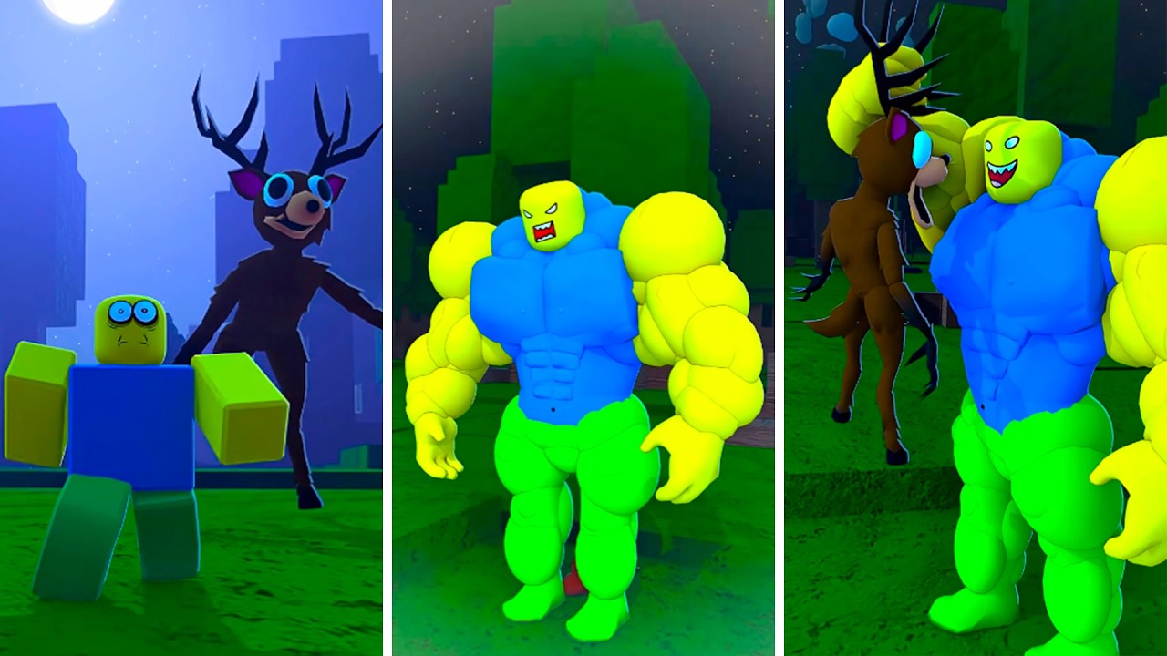 When Noob ran away from the deer - Roblox animation - 99 night in the forest