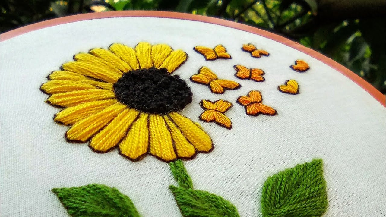 Sunflower emberoidery #embroidery #stitch #art #craft #diy #design #handicraft #beginners #easy #all
