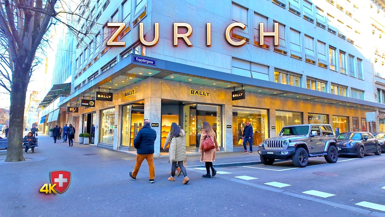 Switzerland ZURICH 📍 Experience the Shopping Street in Zurich 4K Free Walking Tour Bahnhofstrasse