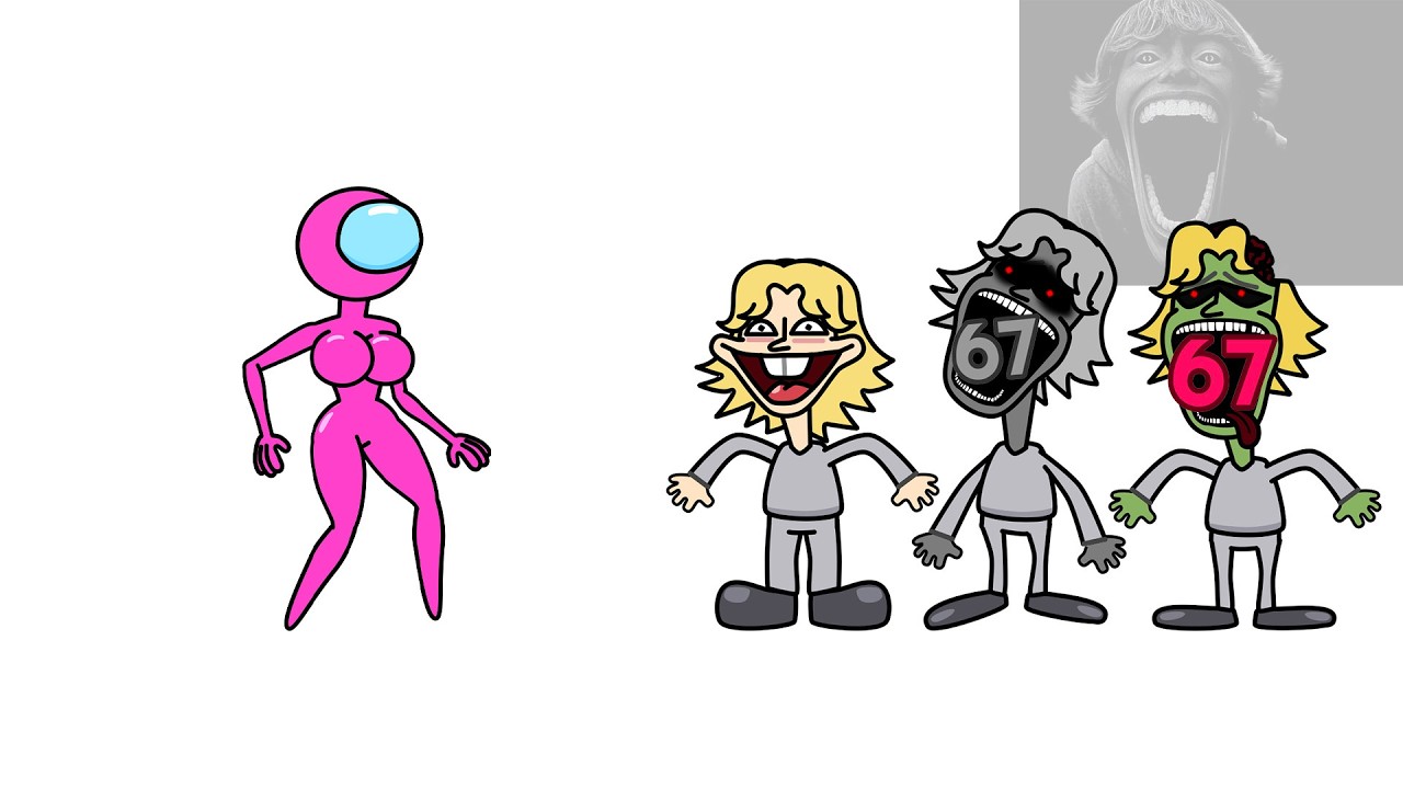67 (zombie) vs (AMONG US) Pink and Red
