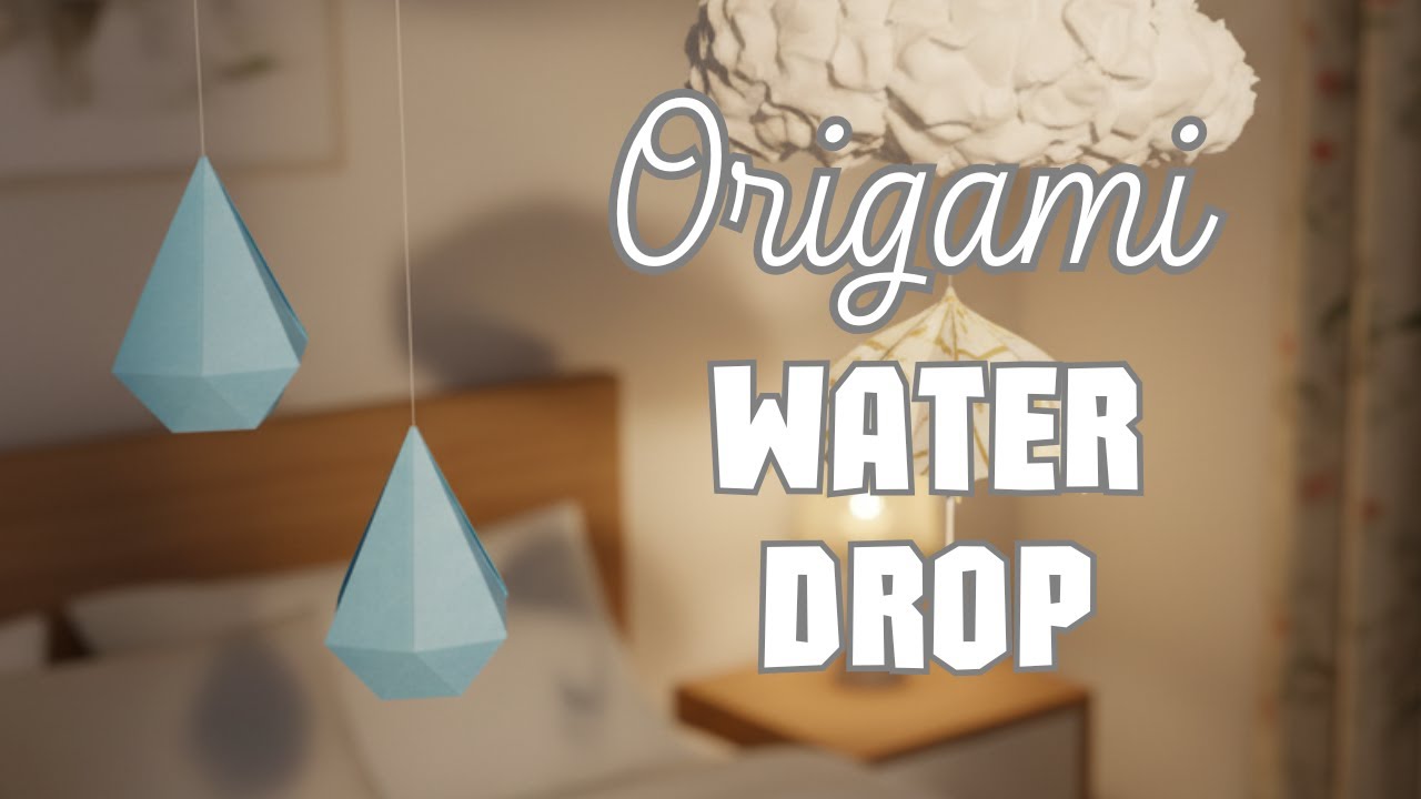 3D Origami Water Drop - Paper Hanging Raindrop #paperhanging #raindrops #decoration