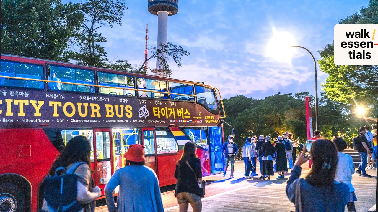 Seoul City Tour Bus Drive & Namsan Night View 🚌 4K ( Seoul, Korea ) 시티투어버스 남산