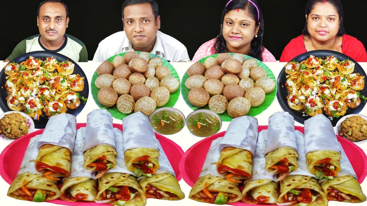 EGG ROLL FUCHKA PAPRI CHAAT EATING CHALLENGE // STREET FOOD EATING CHALLENGE // food family & more