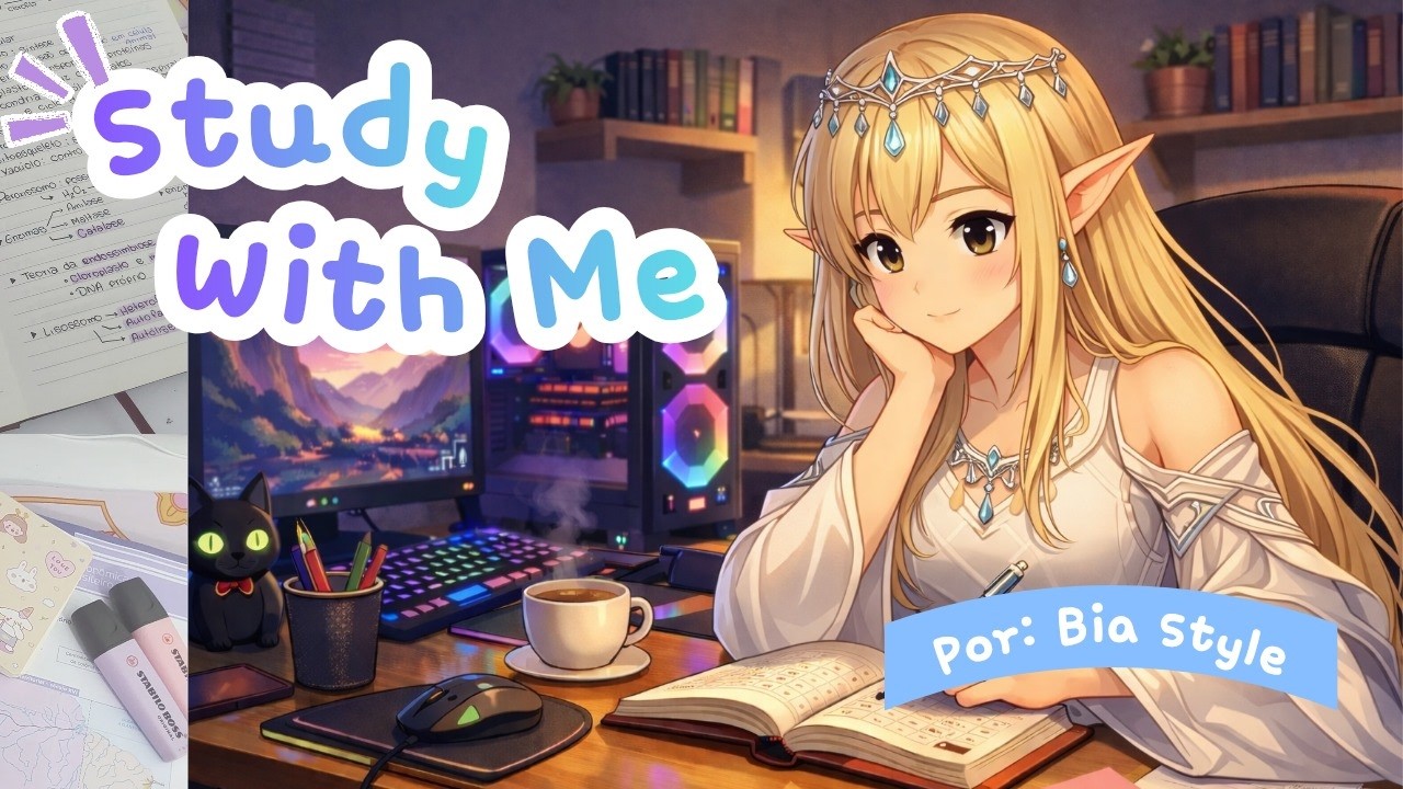 ESCUTE COMIGO!| EM UM MUNDO MÁGICO ! |estude comigo| study with me|Tempo Real|#3 #studywithme