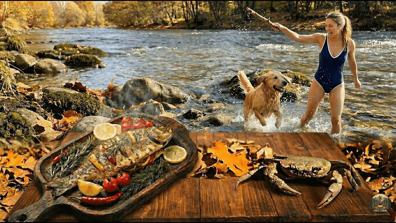River Fish Cooked Over Open Fire | Satisfying Bushcraft Meal