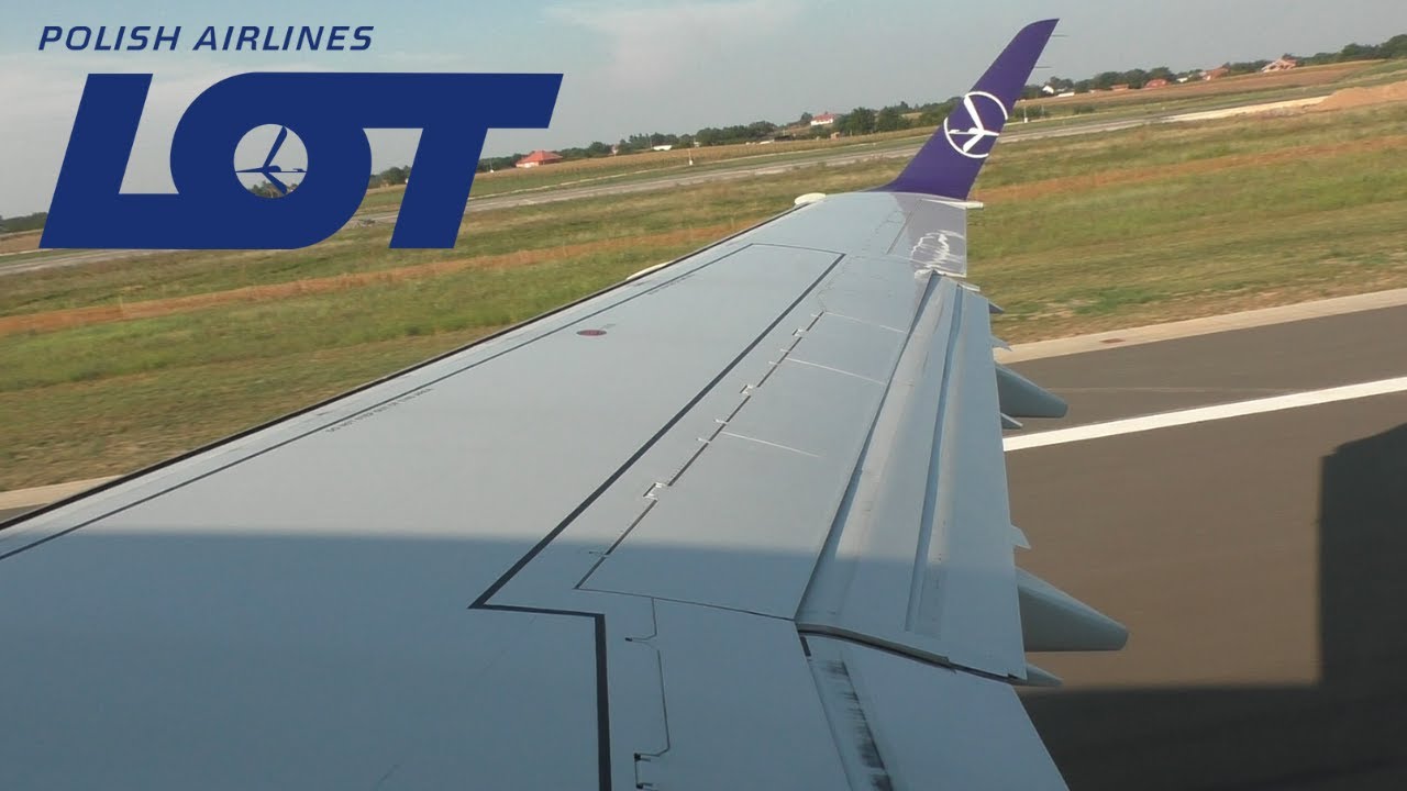 LOT Polish Airlines Embraer 175 Take off from Belgrade (LO574)