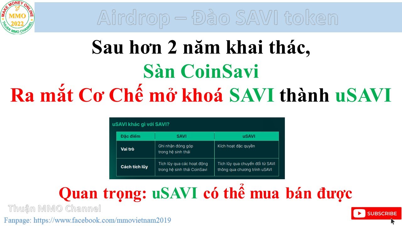 [Airdrop] Sau hơn 2 năm khai th&aacute;c, CoinSavi mở kho&aacute; uSAVI từ SAVI c&oacute; điều kiện | Thuận MMO Channel