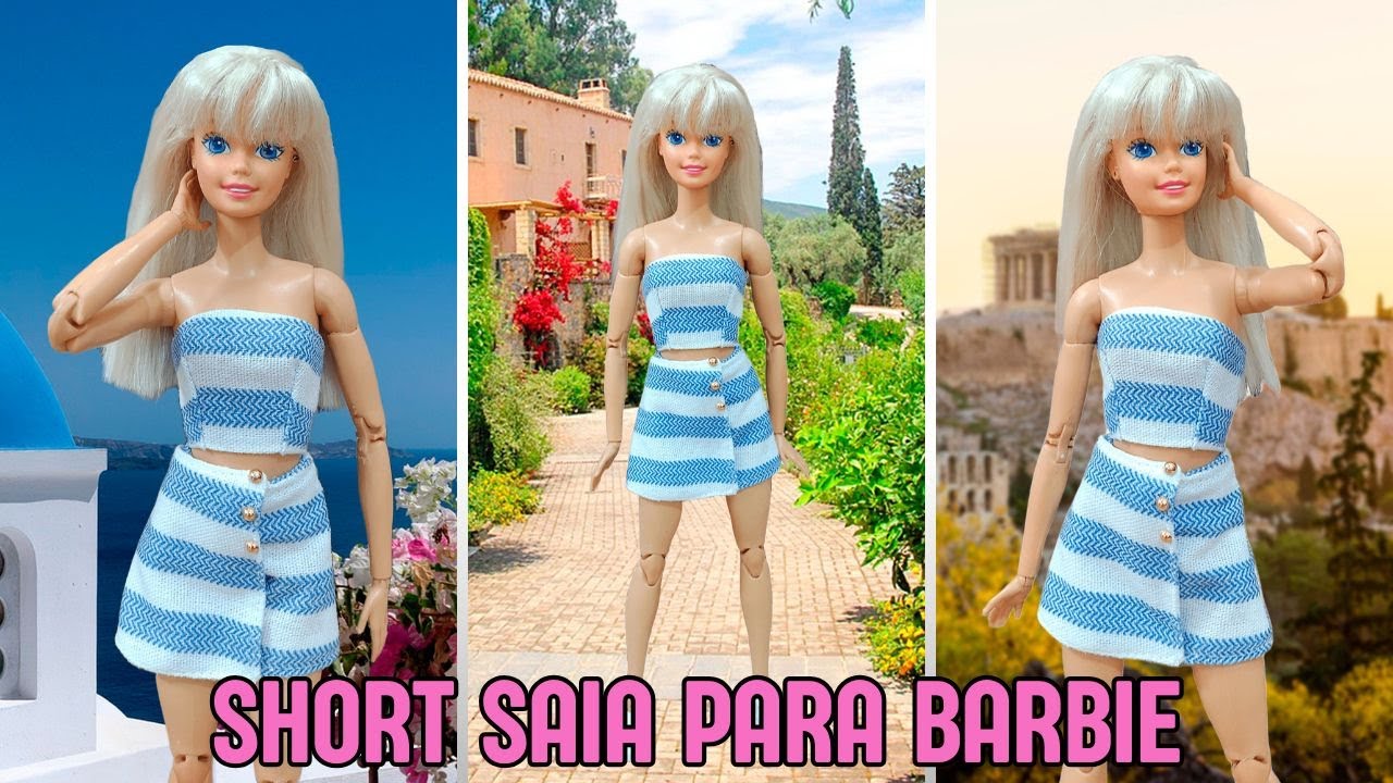 APRENDA agora como fazer SHORT SAIA para Barbie | MOLDE GRÁTIS!