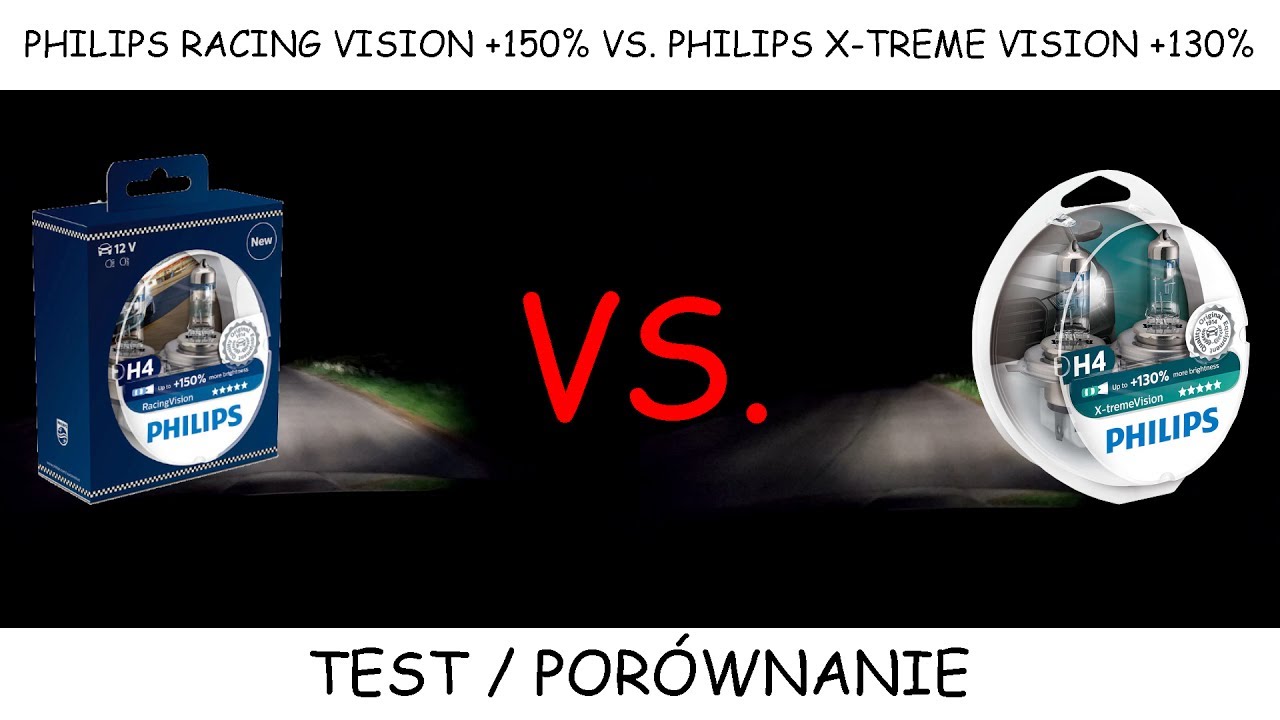 Philips H4 Racing Vision +150% vs. Philips H4 X-treme Vision +130% | TEST