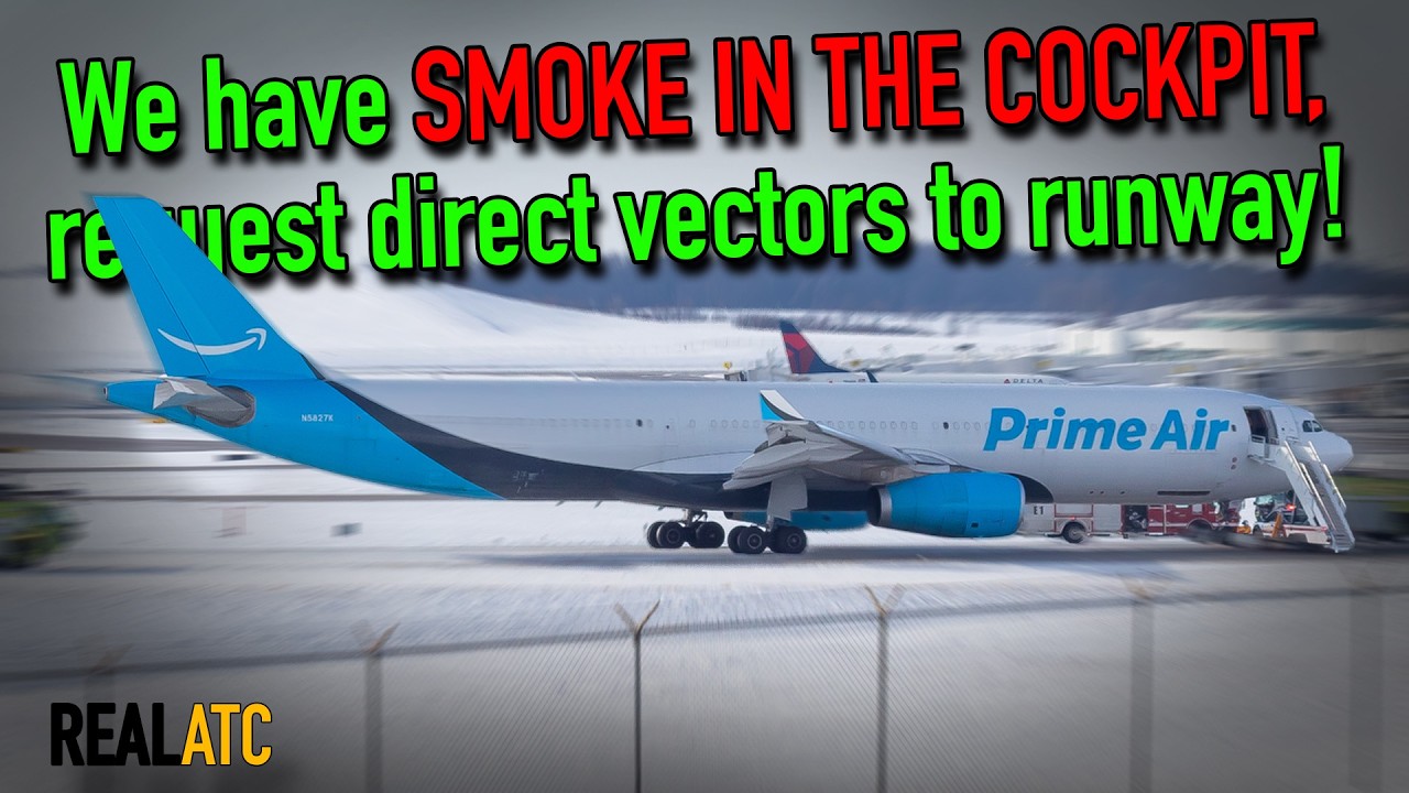 Самолет Amazon A330 столкнулся с птицами → Предупреждение о возгорании двигателя + дым в кабине п...