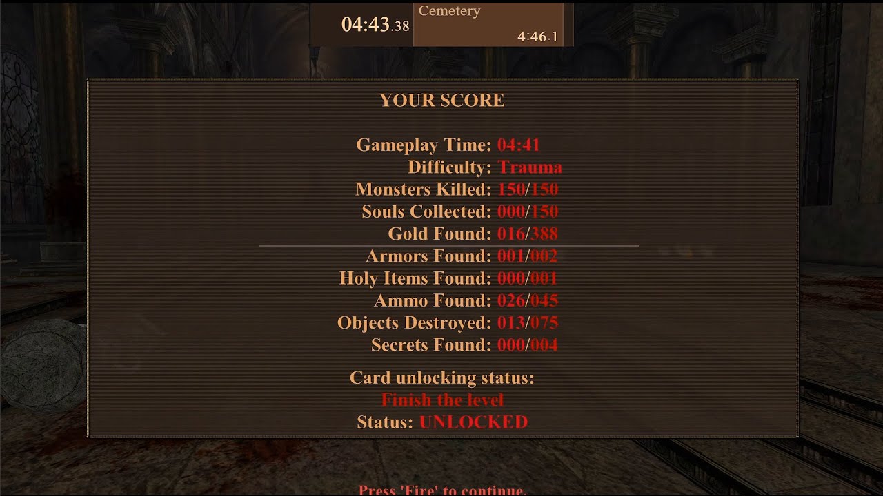 Painkiller: Black Edition speedrun on C1M1 in 4:41, glitchless, cardless, any%