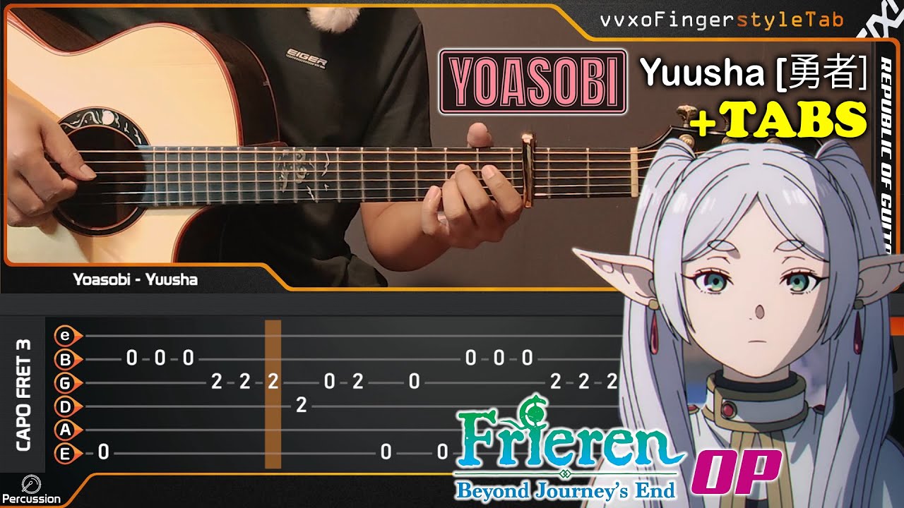 YOASOBI "Yuusha"「勇者」- Acoustic (Fingerstyle Guitar Cover) TAB Tutorial | Sousou no Frieren OP