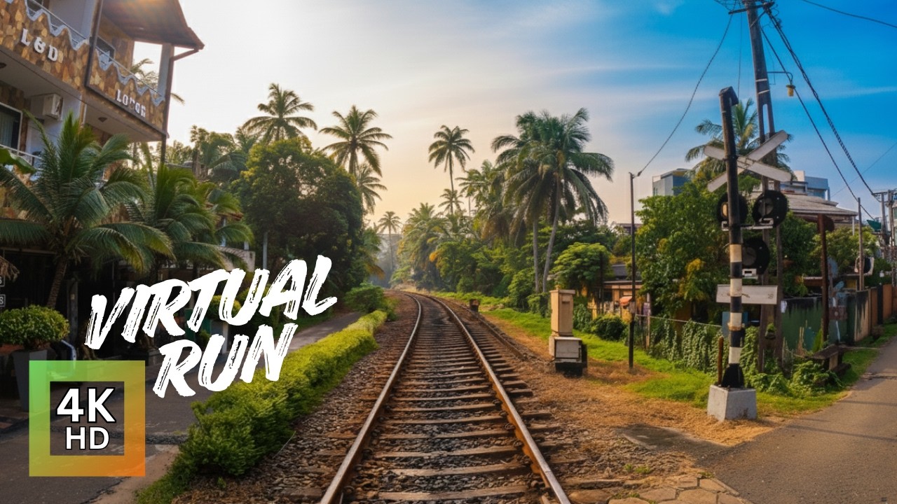 Tropical Beach Run Sri Lanka. 4k Virtual Run. Treadmill Workout Scenery.