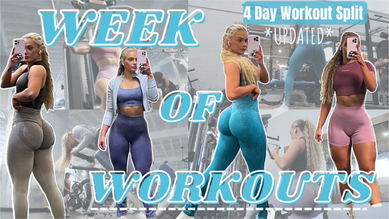 WEEK OF WORKOUTS | 4 Day Workout Split UPDATED ROUTINE upperbody & lower Body exercises for women