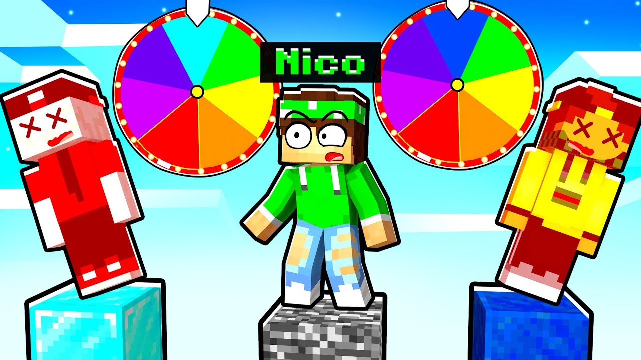 SOPRAVVIVI con la RUOTA DEI COLORI su UN PILASTRO DI BEDROCK in MINECRAFT!