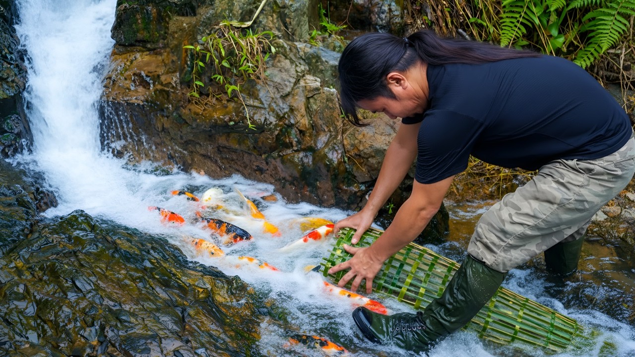 Building shelters, weaving fish traps from bamboo - Searching for wild food, surviving alone