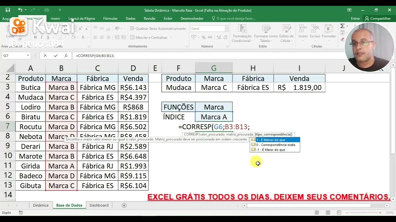 [EXCEL] COMO FAZER E PARA QUE SERVE A FUNÇÃO CORRESP