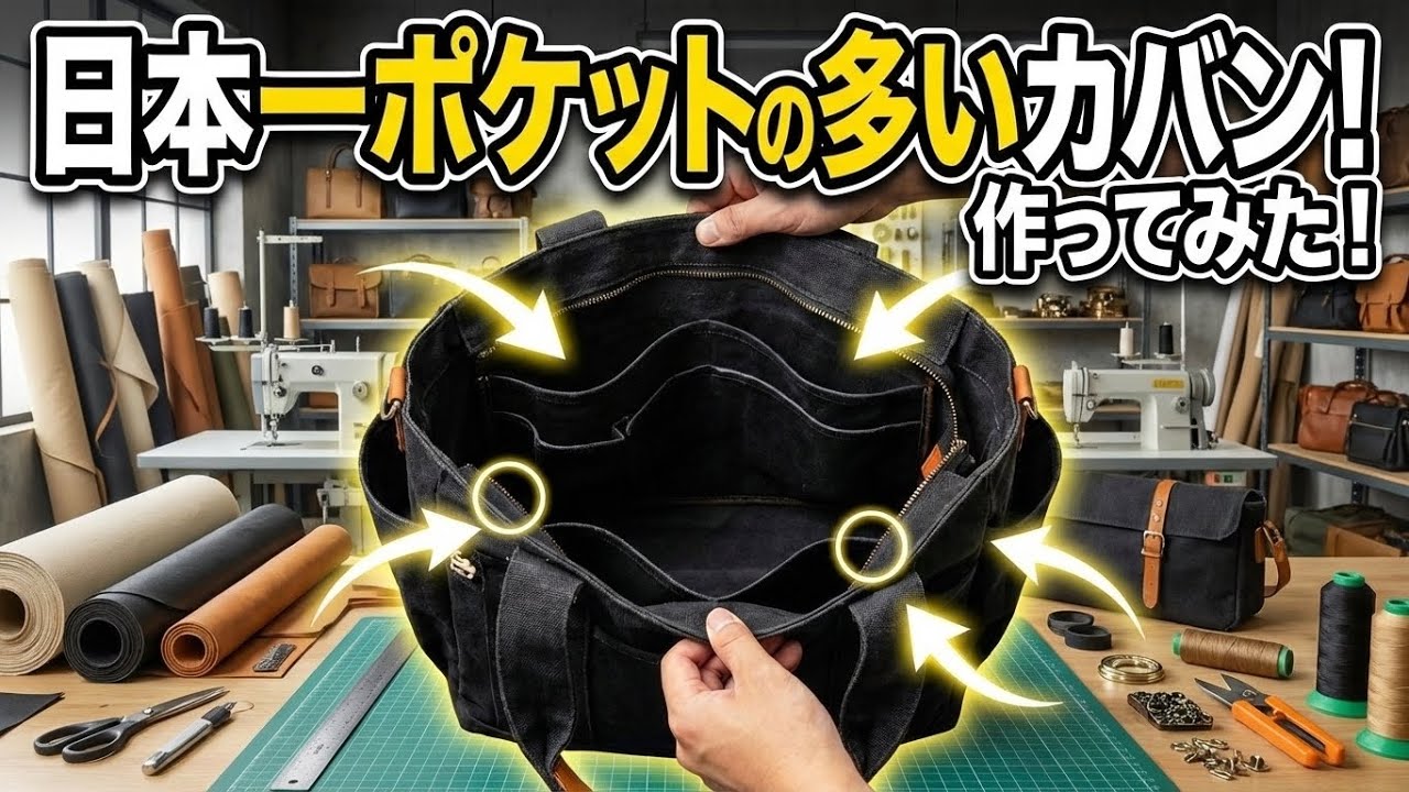 【検証】日本一ポケットの多いカバンをカバン職人がガチで作ったら何個になる？