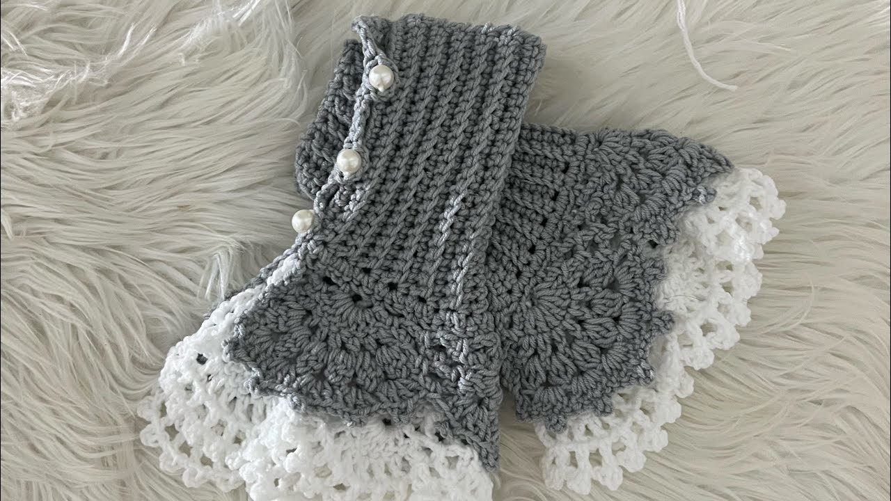كروشيه 🧶 معصم✨ قفازات بدون أصابع 