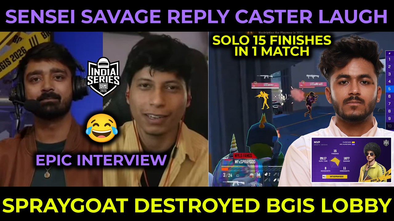 SPRAYGOD Solo 15 Finishes in Single Match💀 Sensei Interview Caster Laugh🤣 | Wyld Fangs BGIS Round 4