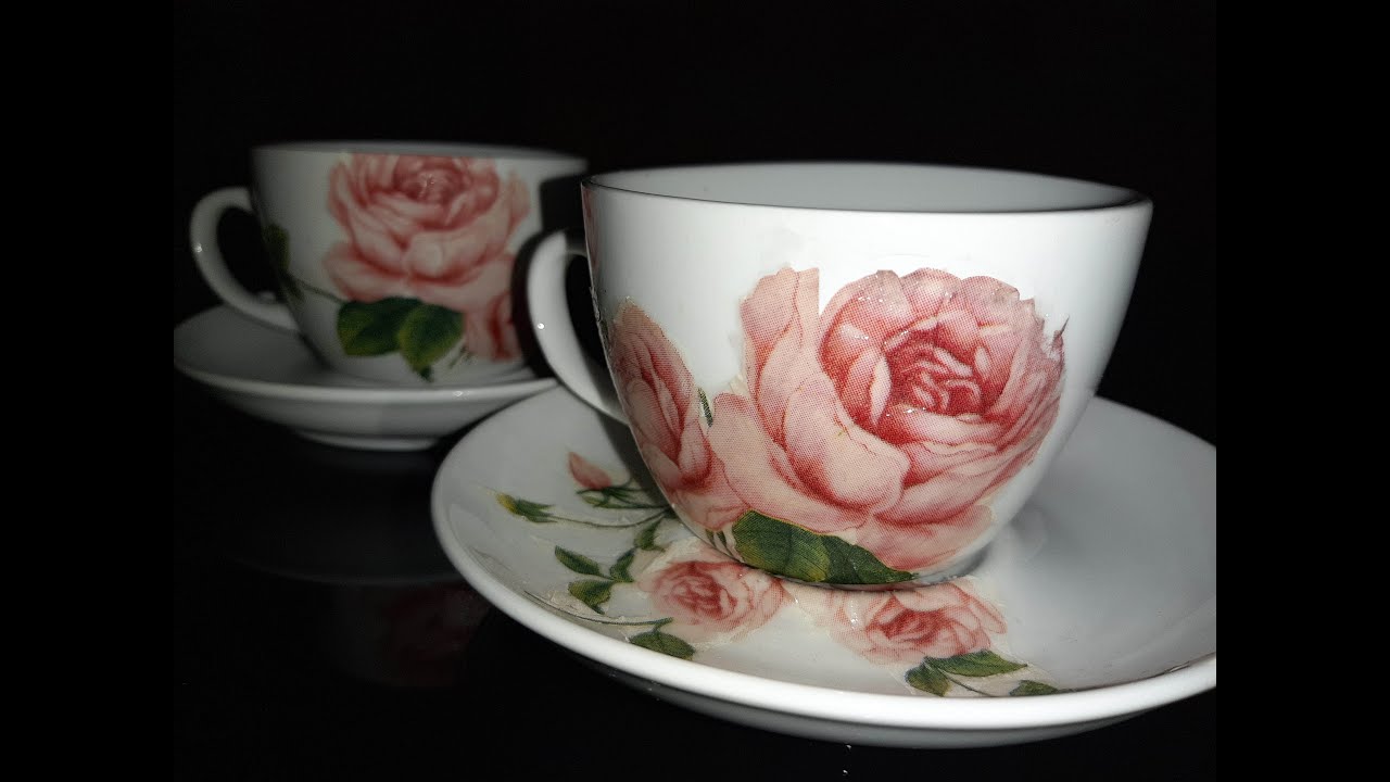 الطباعة على اواني البورسلين باوراق الديكوباج|how to print on cups