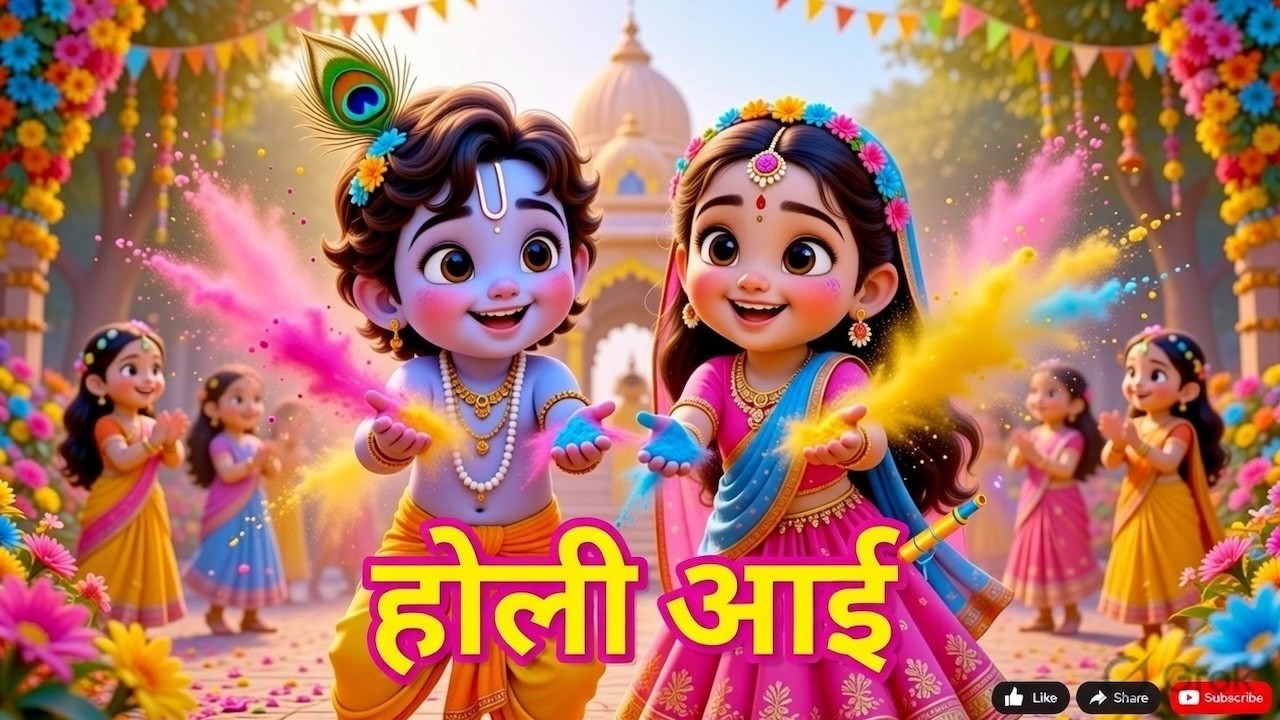 राधा कृष्ण होली गीत 🪔 | Kanha Radha Holi Song for Kids 🌈 | Holi Hai Kids Rhyme 2026