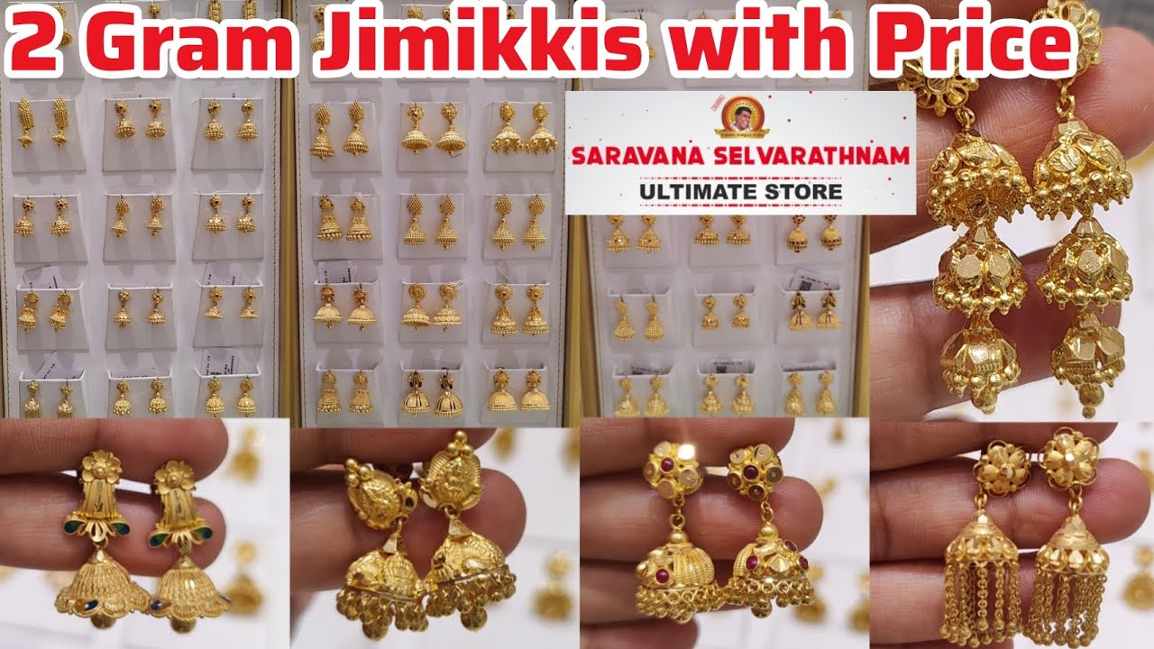 Light Weight  Jimikkis from 2 Grams with Price/ Saravana Selvarathnam Gold Jhumkas