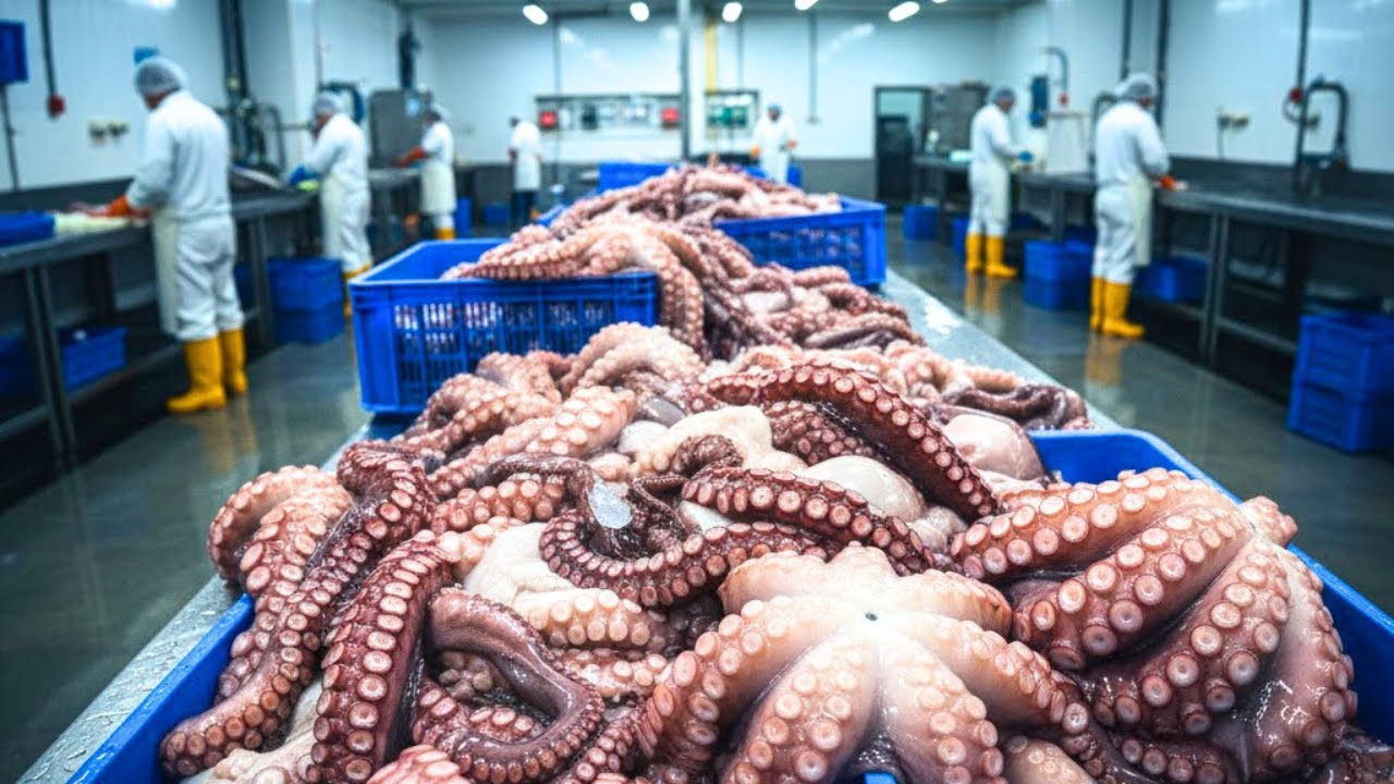 Inside the World’s Largest Octopus Farm: Clean Processing, Packing & Cold Chain (Full Process)