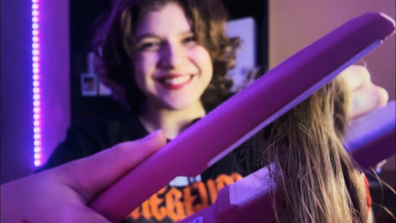 ASMR CABELEIREIRA PRANCHANDO SEU CABELO 💕