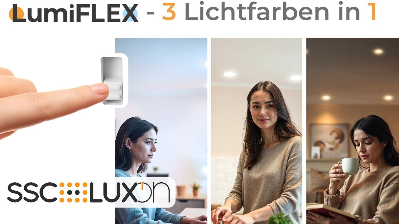 SSC-LUXon - LumiFLEX Lampe mit 3 einstellbaren Wei&szlig;t&ouml;ne warmwei&szlig;, neutralwei&szlig;, kaltwei&szlig; - Werbevideo