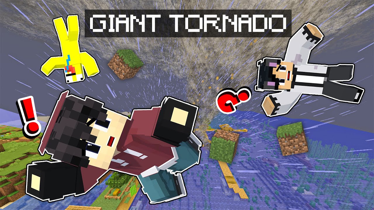 We Survive A GIANT TORNADO in Minecraft!