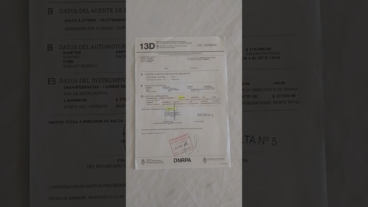 para que sirve los 13 que nos cobra el registro cuando realizamos una transferencia de auto o moto