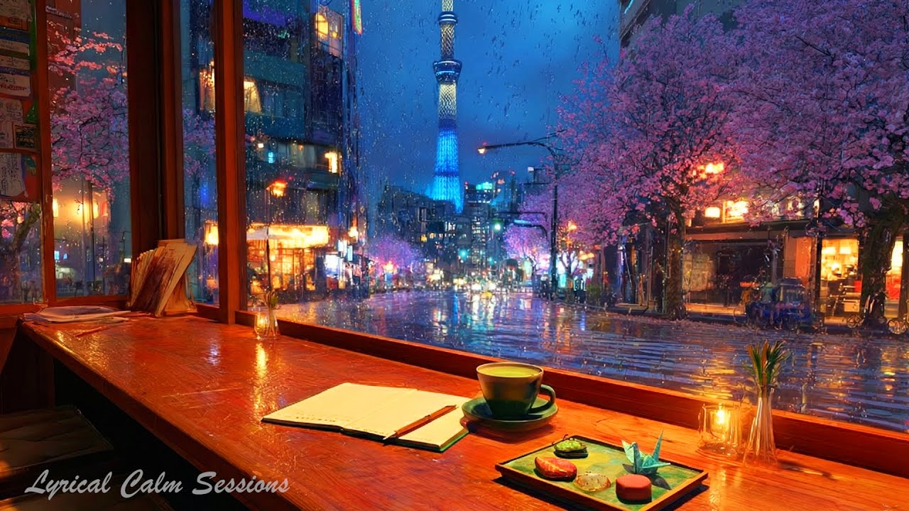 【疲れた心に】雨の夜、桜とスカイツリーを眺めるカフェ。至高のジャズピアノ