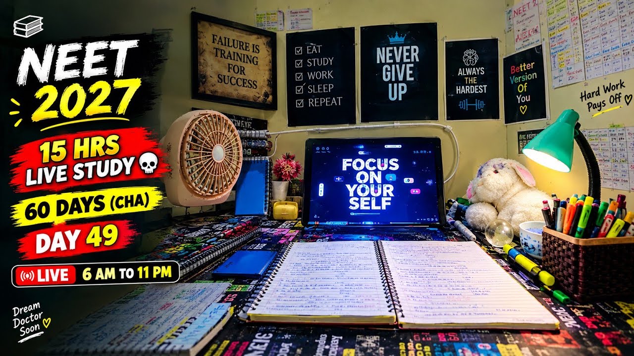 🧠 15 HOURS DEEP FOCUS STUDY | NEET 2027 🔥STUDY WITH ME DAY 49 #studywithme #neetaspirents #neet2027