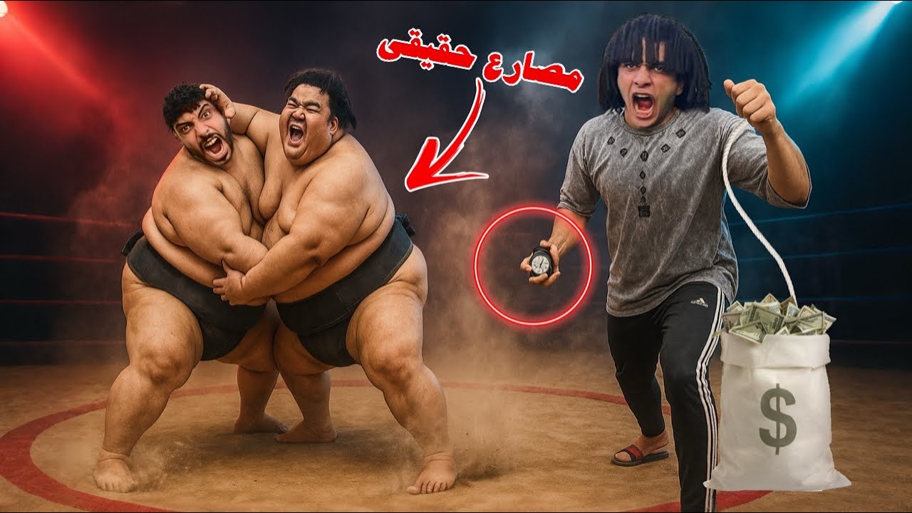 اخر شخص يخرج برا الدائره الحمراء امام لاعب سومو حقيقي يربح💵💸