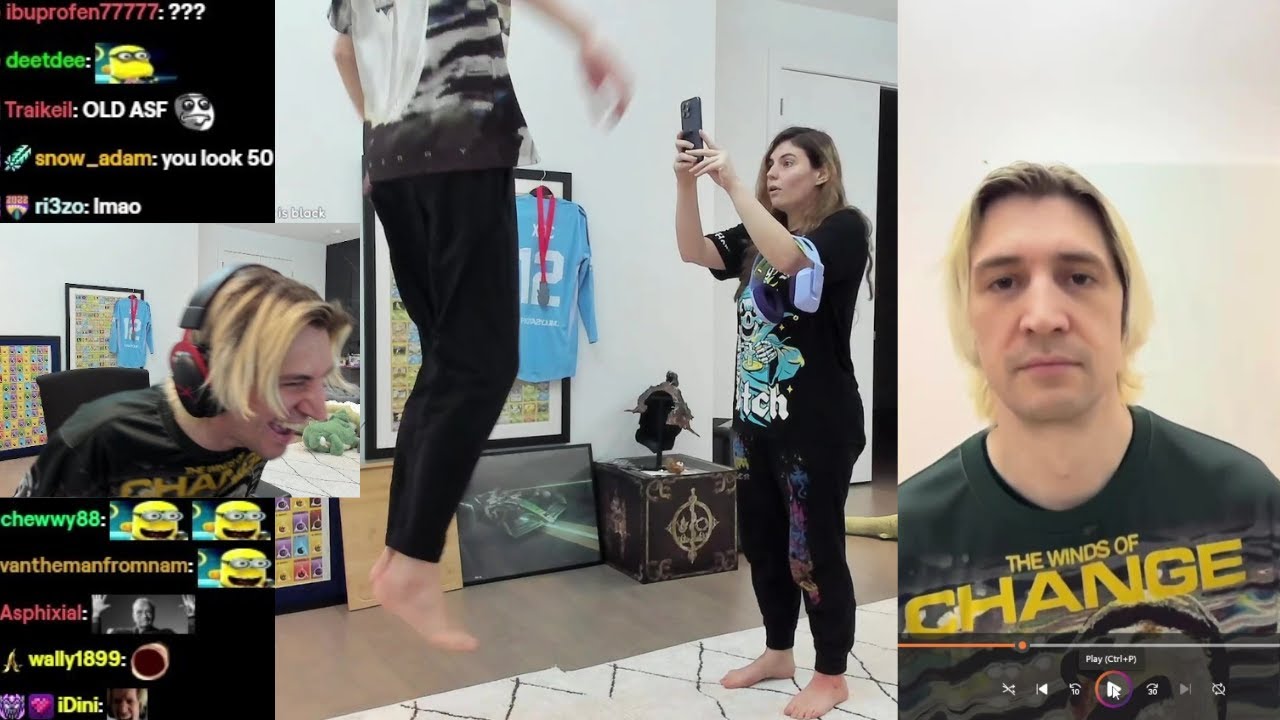 xQc Dies Laughing After Doing The Jumping in Slow Motion Challenge