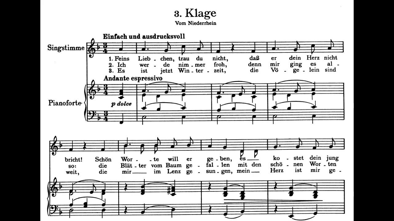 Johannes Brahms - 5 Lieder, Op. 105 (1886-88) Score-video