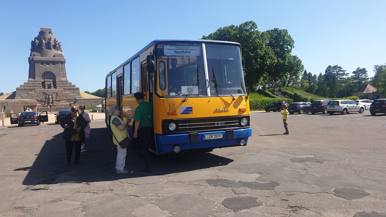 Die Fahrt mit mit dem Ikarus 280 von Alte Messe bis zum Völkerschlachtdekmal.