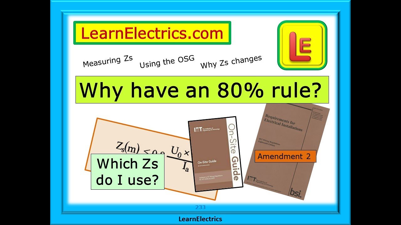 THE 80% RULE – Zs MEASURED – Zs TABULATED – WHAT IS THE DIFFERENCE? – WHICH ONE TO USE WHEN AND WHY