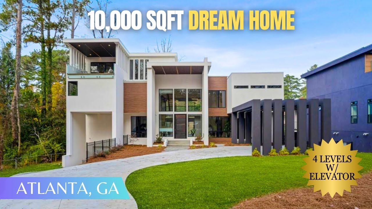 10,000 SQFT Modern Mansion w/ 4 Levels + 4 Car Garage + Rooftop Terrace + Elevator + Movie Theater