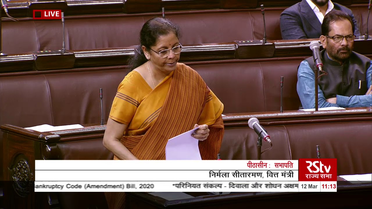 Minister Nirmala Sitharaman moves the Insolvency and Bankruptcy Code (Amendment) Bill, 2020