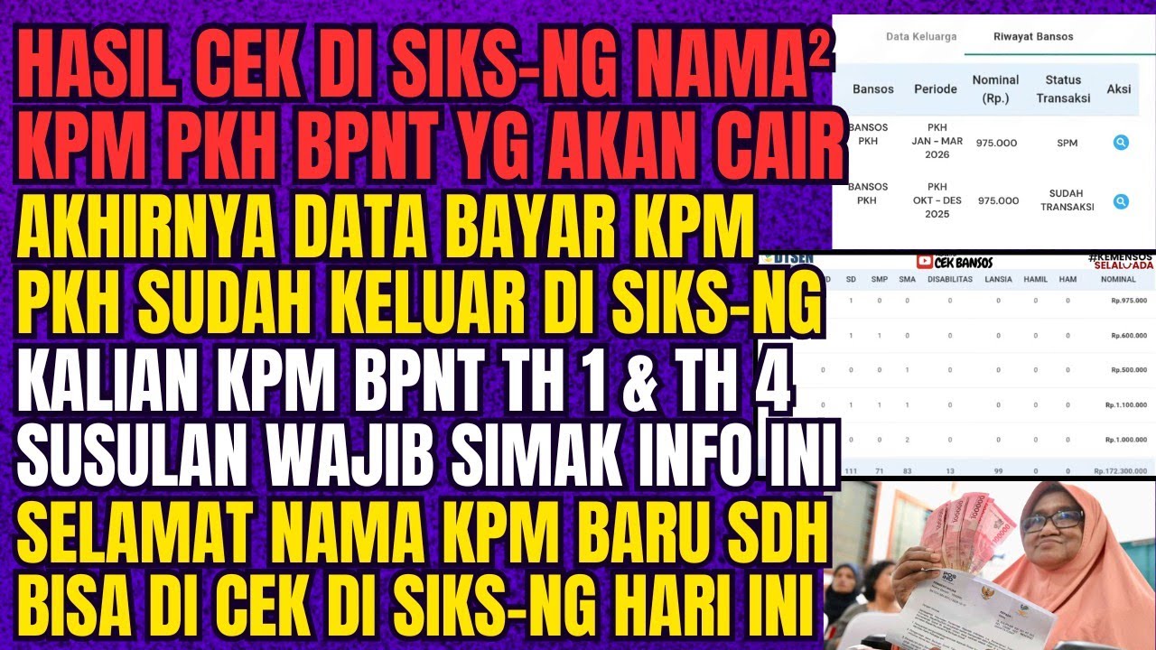 KPM PKH CAIR DOBEL DATANYA SUDAH KELUAR DI SIKS-NG, KPM BPNT HARUS SIMAK INFO INI