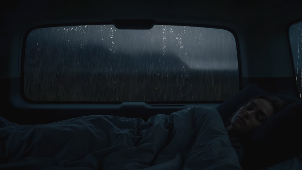 Dark Rainy Night Car Ambience with Rain Sounds for Sleep Therapy