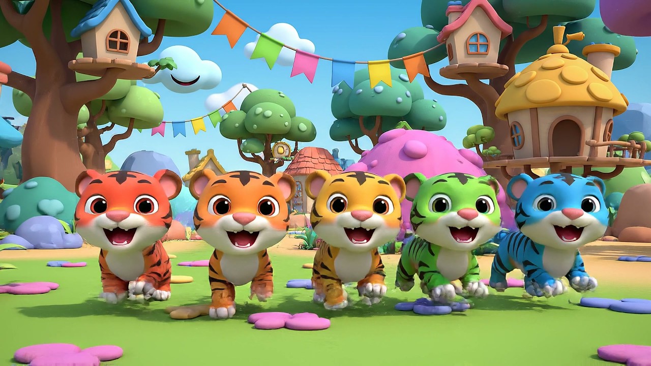 Five Little Tigers Growl Growl Growl | Wild Animal Song & Nursery Rhymes