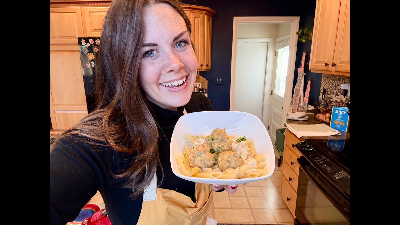Chicken Meatballs with Browned Butter Alfredo